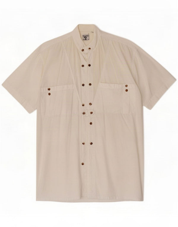 Vintage Mens Short Sleeve Shirt Size 37/38 Medium White Cotton