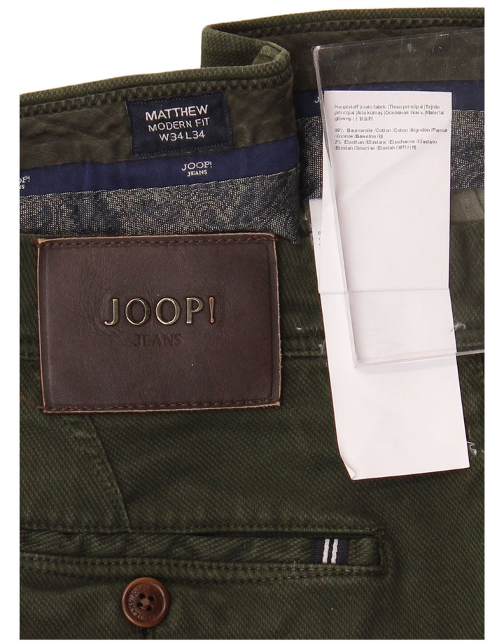 JOOP Mens Modern Fit Slim Chino Trousers W34 L34  Green Cotton
