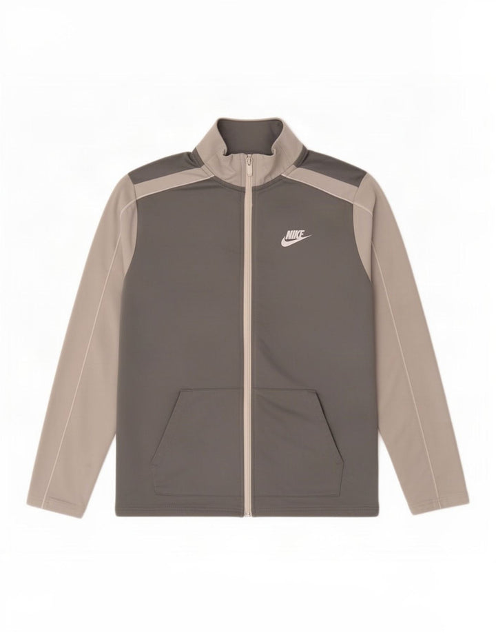 Nike Boys Tracksuit Top Jacket 13-14 Years XL Grey Colourblock Polyester