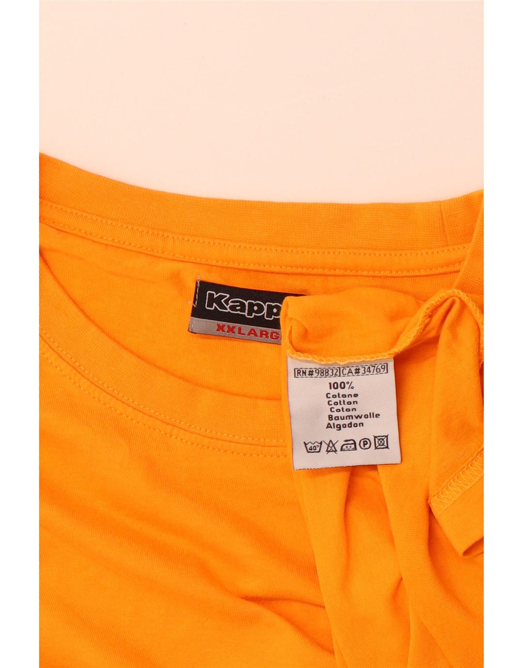 Kappa Mens T-Shirt Top 2XL Orange Cotton