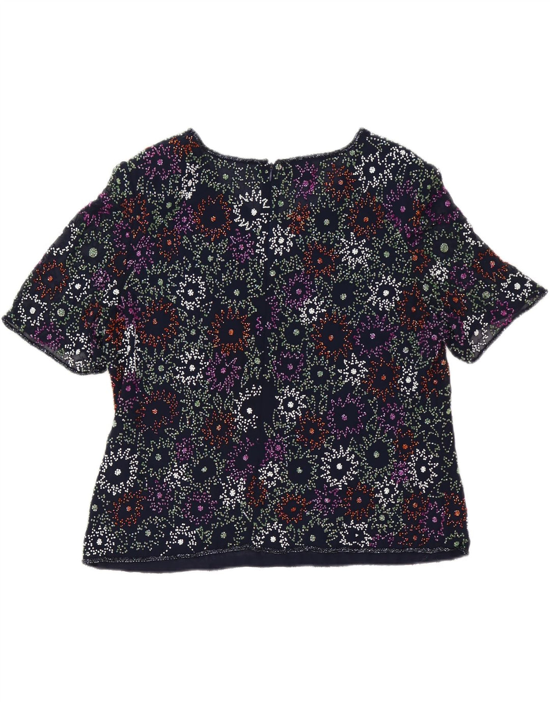 Frank Usher Womens Blouse Top UK 20 2XL Navy Blue Floral Polyester