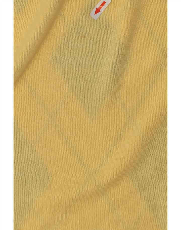 TOMMY HILFIGER Mens V-Neck Jumper Sweater Large Yellow Argyle/Diamond