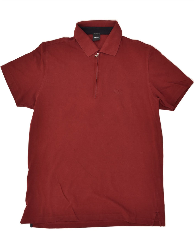 HUGO BOSS Mens Polo Shirt XL Burgundy Cotton | Vintage Hugo Boss | Thrift | Second-Hand Hugo Boss | Used Clothing | Messina Hembry 