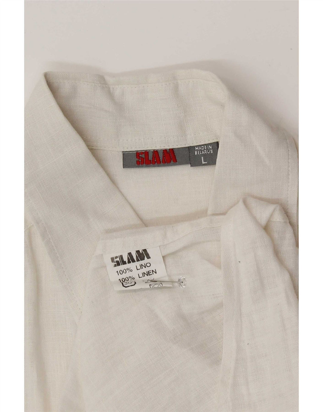 Slam Mens Short Sleeve Shirt Large White Linen