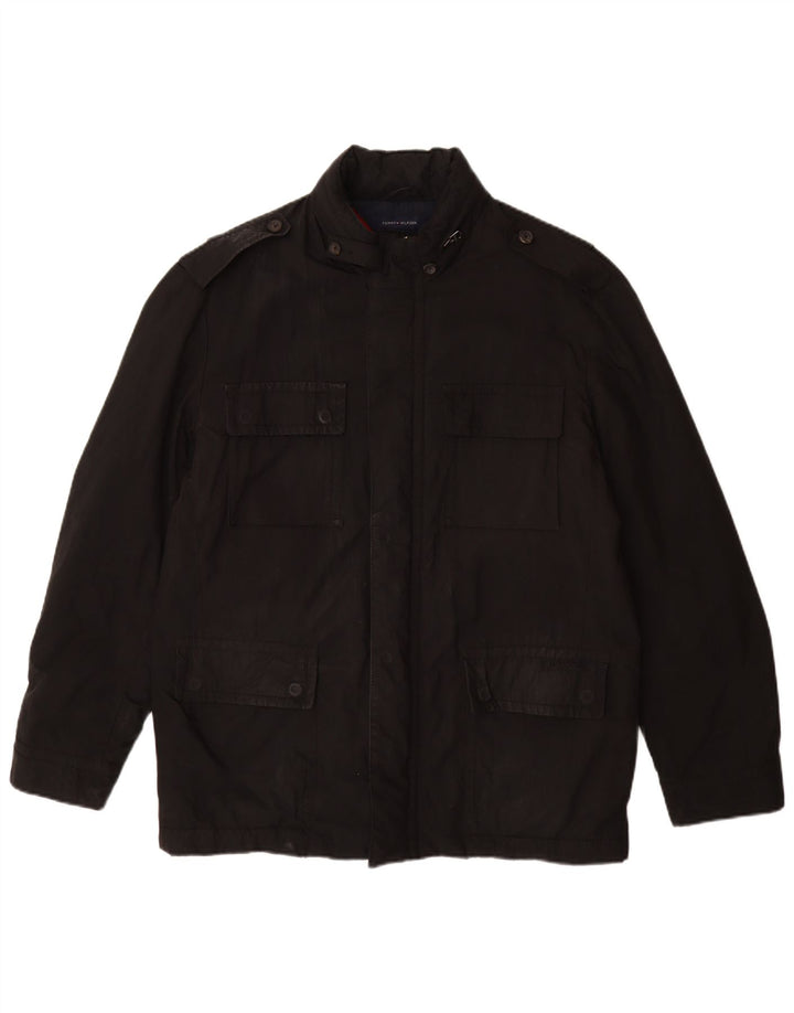 Tommy Hilfiger Mens Military Jacket UK 38 Medium Black Polyester