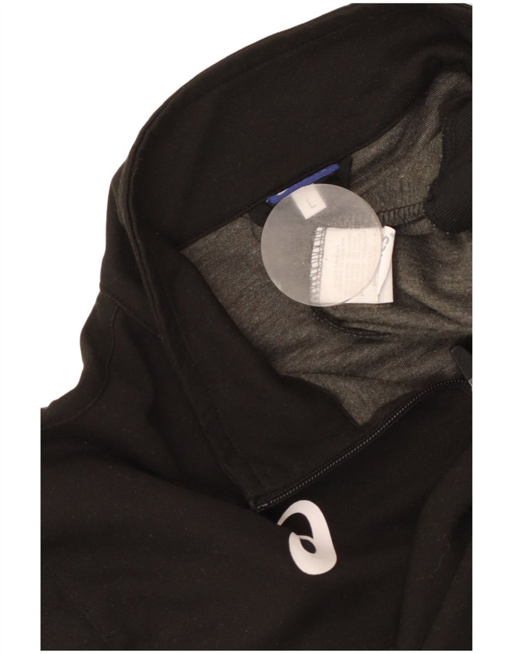 Asics Mens Zip Neck Sweatshirt Jumper Large Black Colourblock Polyester