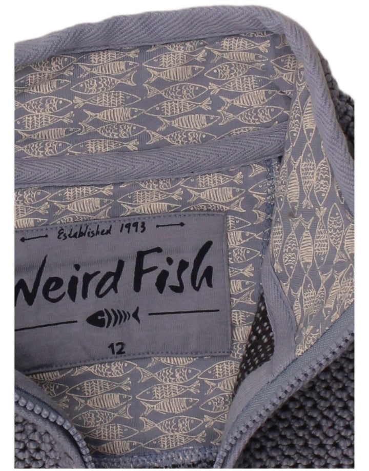 WEIRD FISH Womens Zip Neck Jumper Sweater UK 12 Medium Blue Cotton