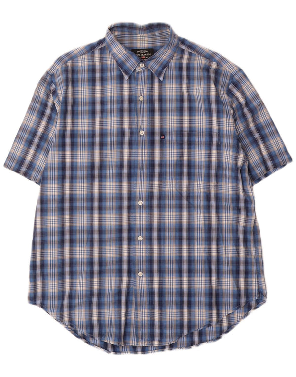 Polo Ralph Lauren Mens Short Sleeve Shirt Large Blue Check Cotton