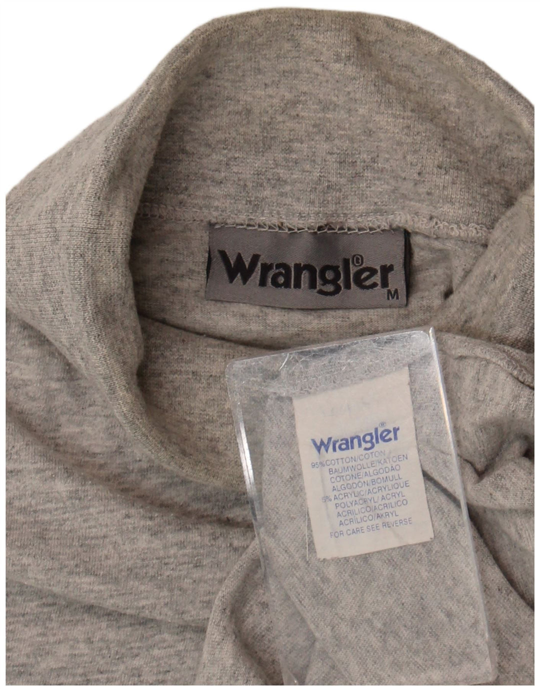 Wrangler Mens Roll Neck Top Long Sleeve Medium Grey Cotton