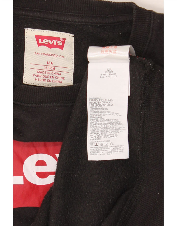 Levi's Boys Graphic Sweatshirt Jumper 11-12 Years Black Cotton