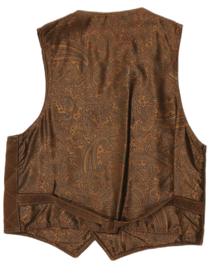 Vintage Mens Suede Waistcoat Large Brown Leather