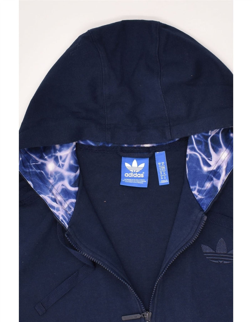 ADIDAS Mens Zip Hoodie Sweater Medium Navy Blue Cotton | Vintage Adidas | Thrift | Second-Hand Adidas | Used Clothing | Messina Hembry 