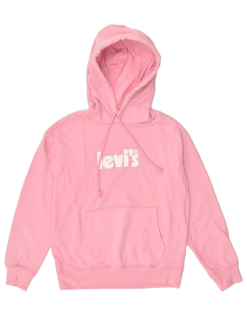 LEVI'S Womens Graphic Hoodie Jumper UK 6 XS Pink Cotton | Vintage Levi's | Thrift | Second-Hand Levi's | Used Clothing | Messina Hembry 