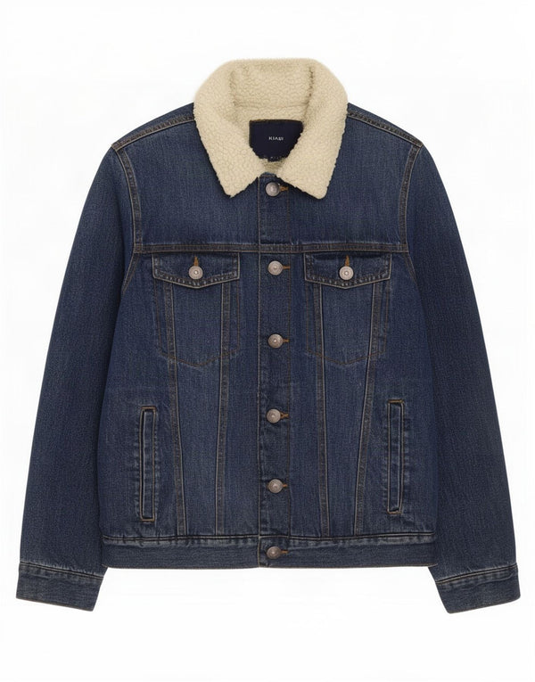 Kiabi Mens Denim Sherpa Jacket UK 38 Medium Blue Cotton