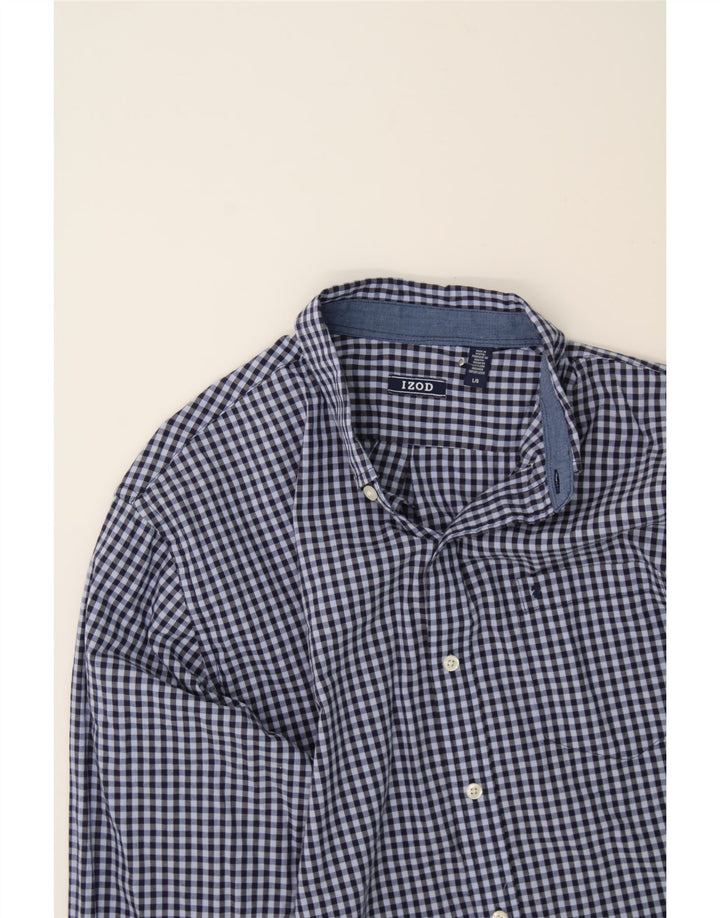 IZOD Mens Shirt Large Navy Blue Gingham Cotton Vintage Izod and Second-Hand Izod from Messina Hembry 