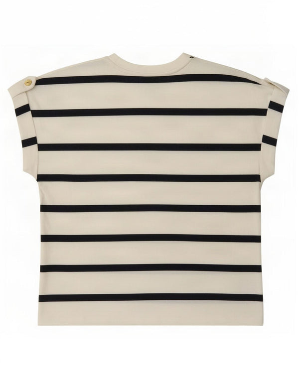 Tommy Hilfiger Womens T-Shirt Top UK 14 Medium White Striped Cotton