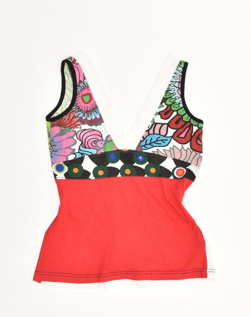 DESIGUAL Womens Graphic Vest Top UK 12 Medium Multicoloured Colourblock | Vintage Desigual | Thrift | Second-Hand Desigual | Used Clothing | Messina Hembry 