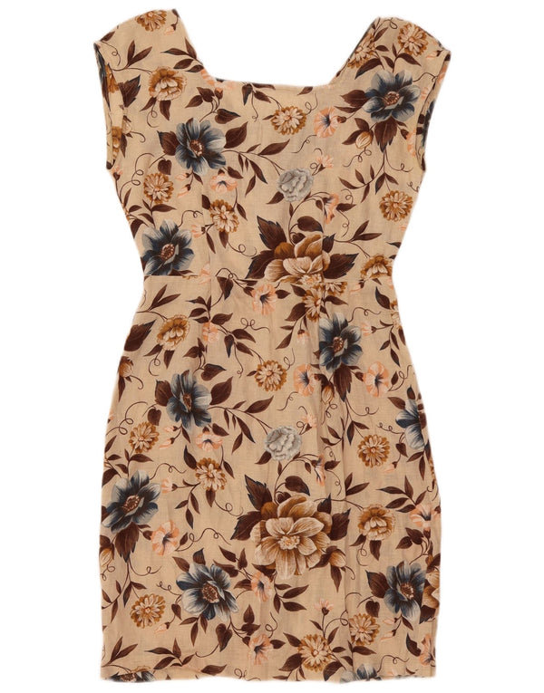 PENNY BLACK Womens Sleeveless Sheath Dress IT 40 Small Beige Floral Linen
