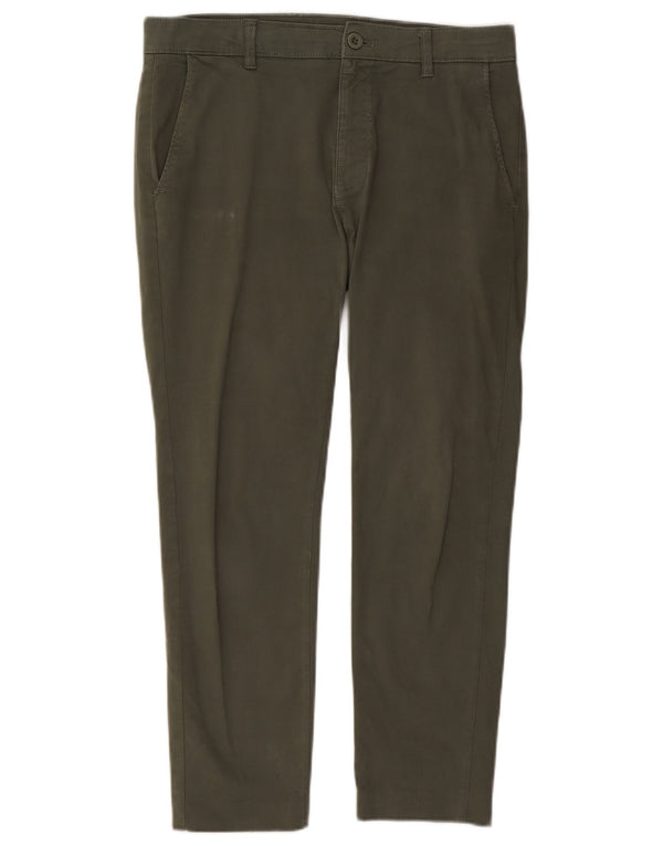 Zara Mens Slim Chino Trousers EU 42 Large W32 L26 Khaki Cotton