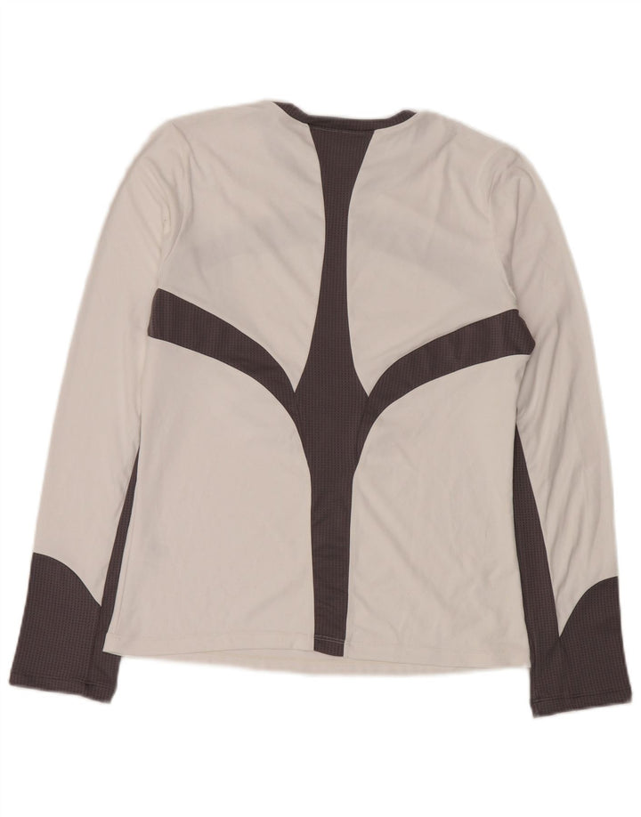 Asics Womens Graphic Top Long Sleeve UK 14 Large White Colourblock