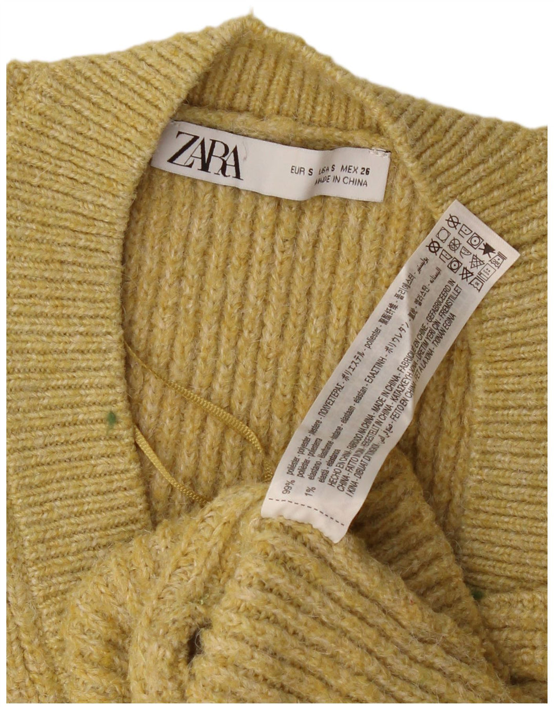 Zara Womens Vest Tank Top UK 10 Small Yellow Polyester