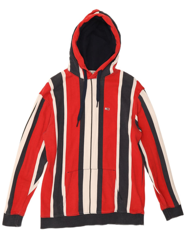 Tommy Hilfiger Mens Hoodie Jumper Medium Multicoloured Striped Cotton