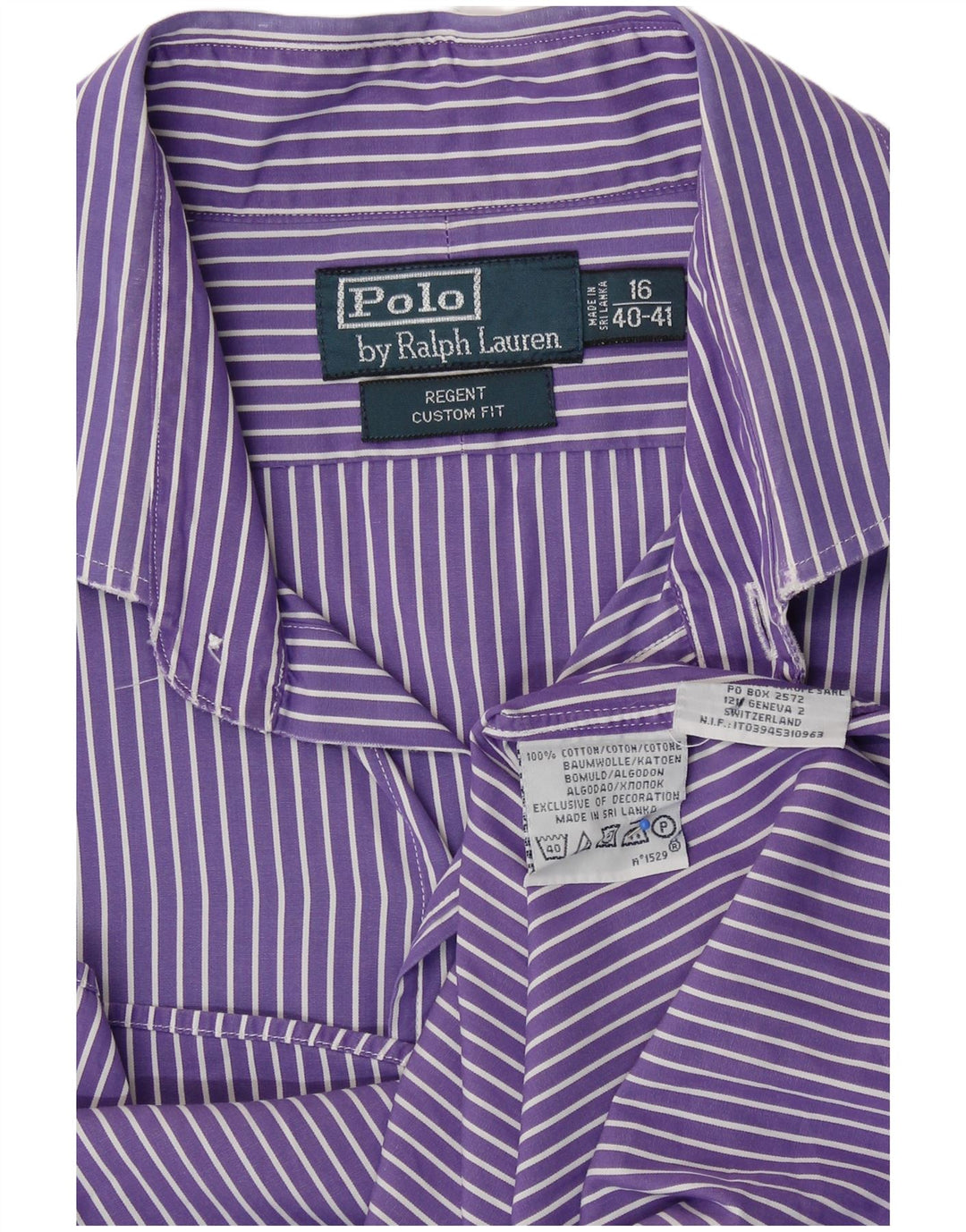 Polo Ralph Lauren Mens Regent Shirt Size 16 Large Purple Striped Cotton