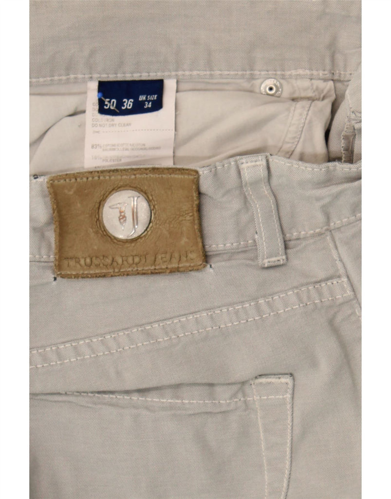 TRUSSARDI Mens Straight Casual Trousers W34 L30 Grey Cotton Vintage Trussardi and Second-Hand Trussardi from Messina Hembry 