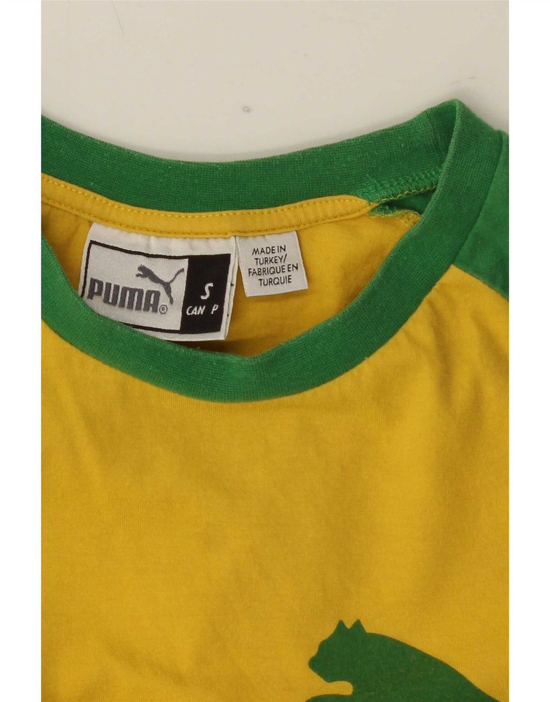 Puma Mens Graphic T-Shirt Top Small Yellow Colourblock