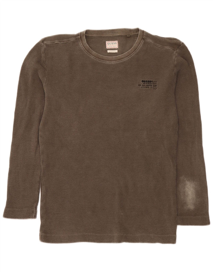 Guess Mens Slim Fit Top Long Sleeve Medium Khaki