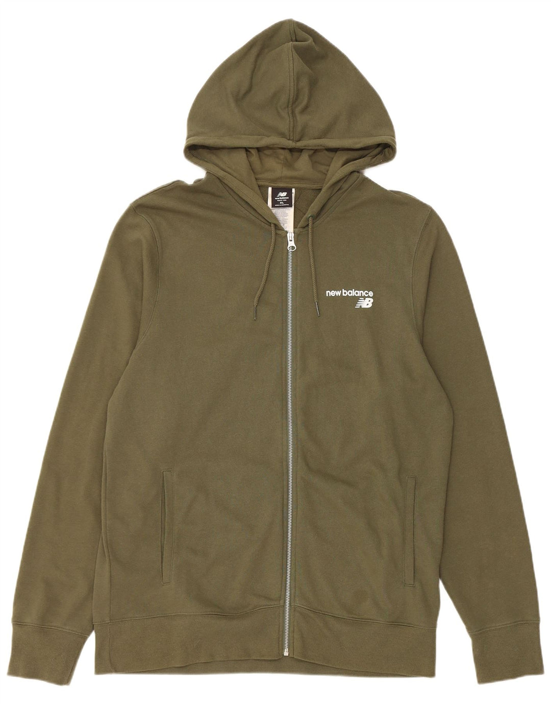 NEW BALANCE Mens Zip Hoodie Sweater XL Khaki Cotton
