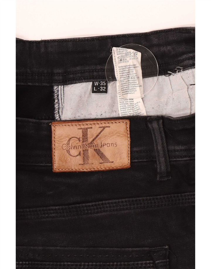 Calvin Klein Mens Slim Jeans W35 L29 Black Cotton