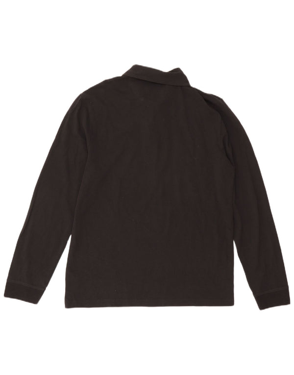 Farah Mens Long Sleeve Polo Shirt Large Black Cotton