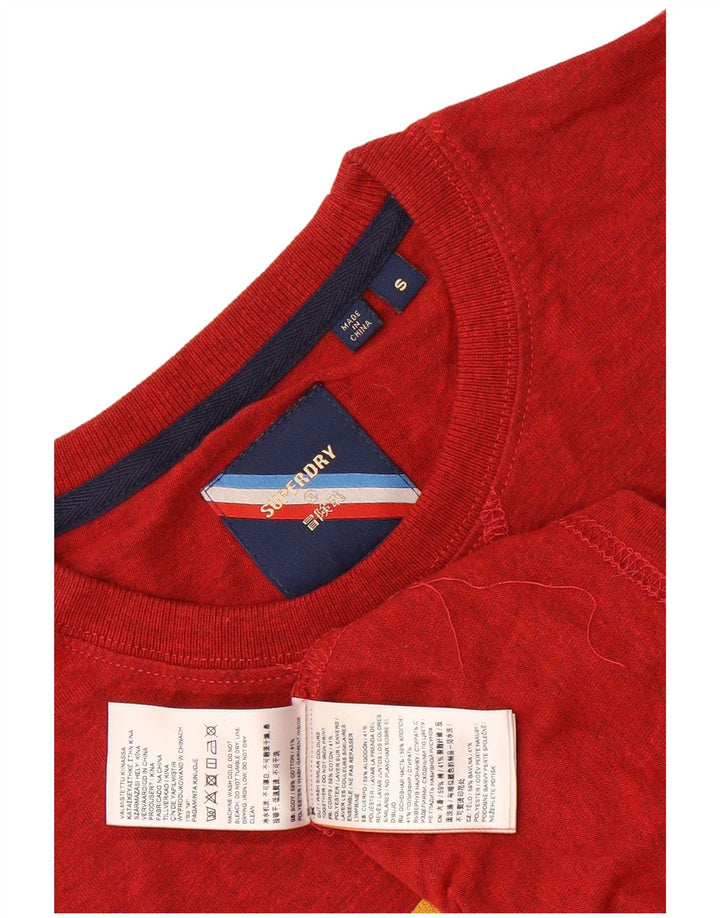 Superdry Mens Graphic T-Shirt Top Small Red Flecked Cotton