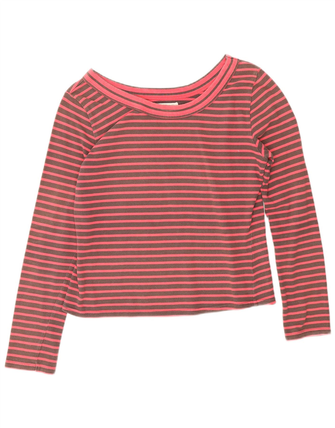 Toast Womens Lash Top Long Sleeve UK 12 Medium Brown Striped Cotton