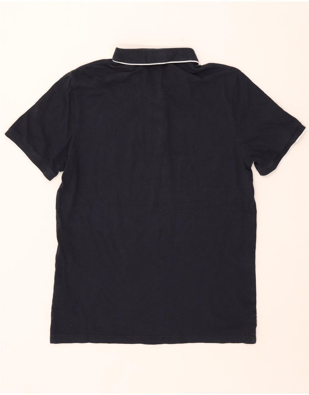JACK & JONES Mens Graphic Polo Shirt Large Navy Blue Cotton