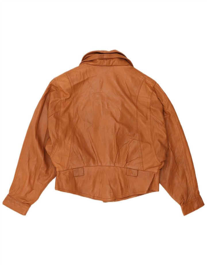 Vintage Womens Leather Jacket UK 14 Medium Brown Leather