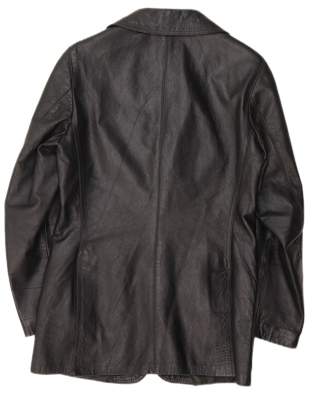 Vintage Mens 3 Button Leather Blazer Jacket UK 36 Small Black Leather