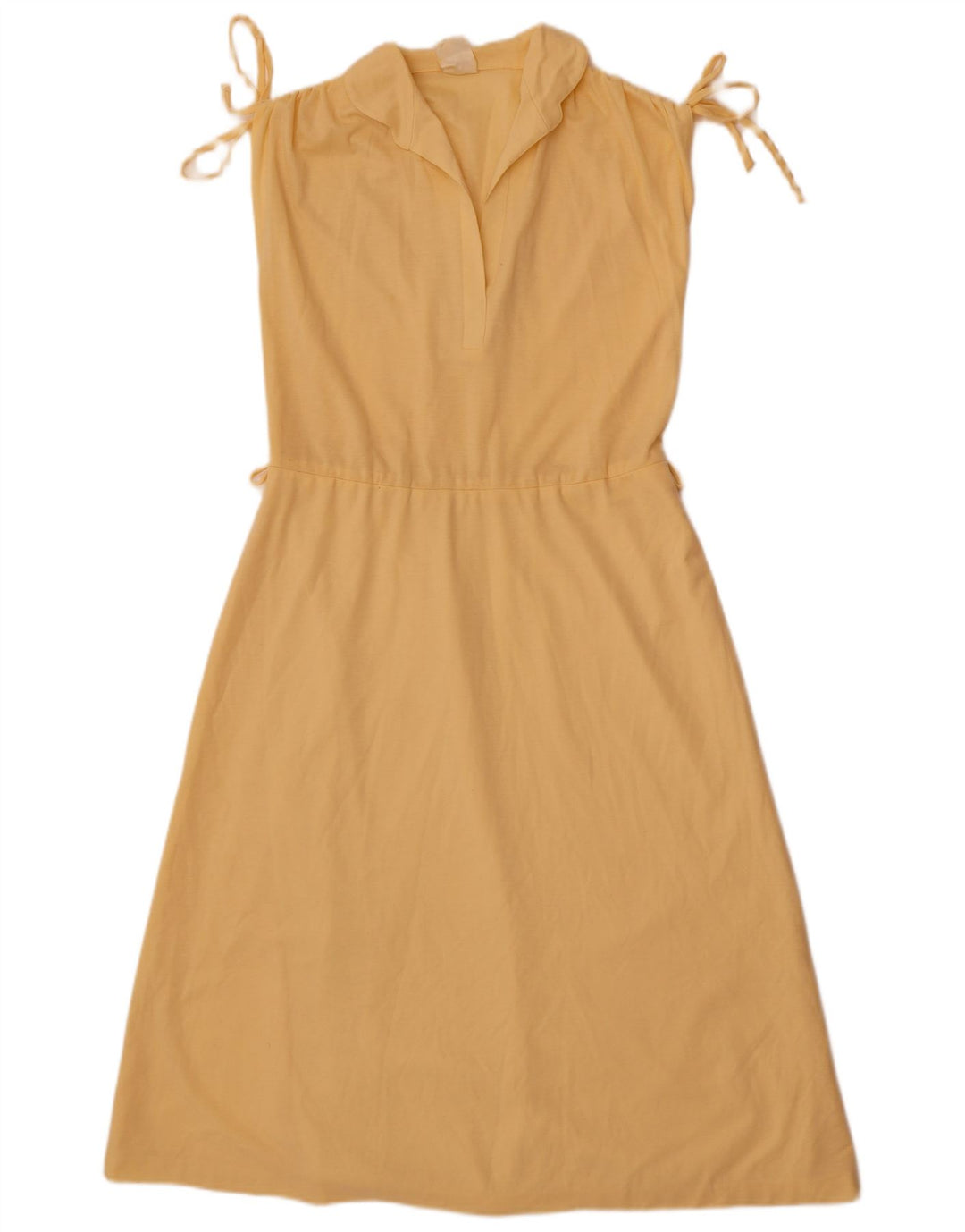 Vintage Womens Sleeveless A-Line Dress EU 40 Medium Yellow Polyester