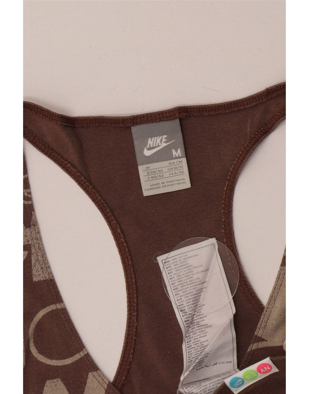 Nike Womens Graphic Vest Top UK 10/12 Medium Brown Cotton