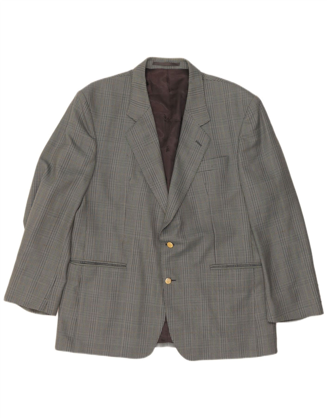 Burberrys Mens 2 Button Blazer Jacket UK 40 Large Grey Houndstooth Wool