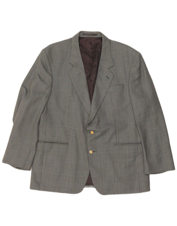 Burberrys Mens 2 Button Blazer Jacket UK 40 Large Grey Houndstooth Wool