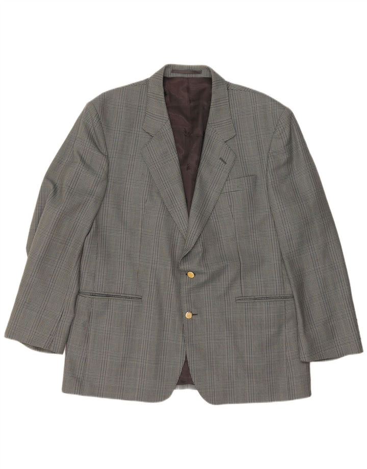 Burberrys Mens 2 Button Blazer Jacket UK 40 Large Grey Houndstooth Wool