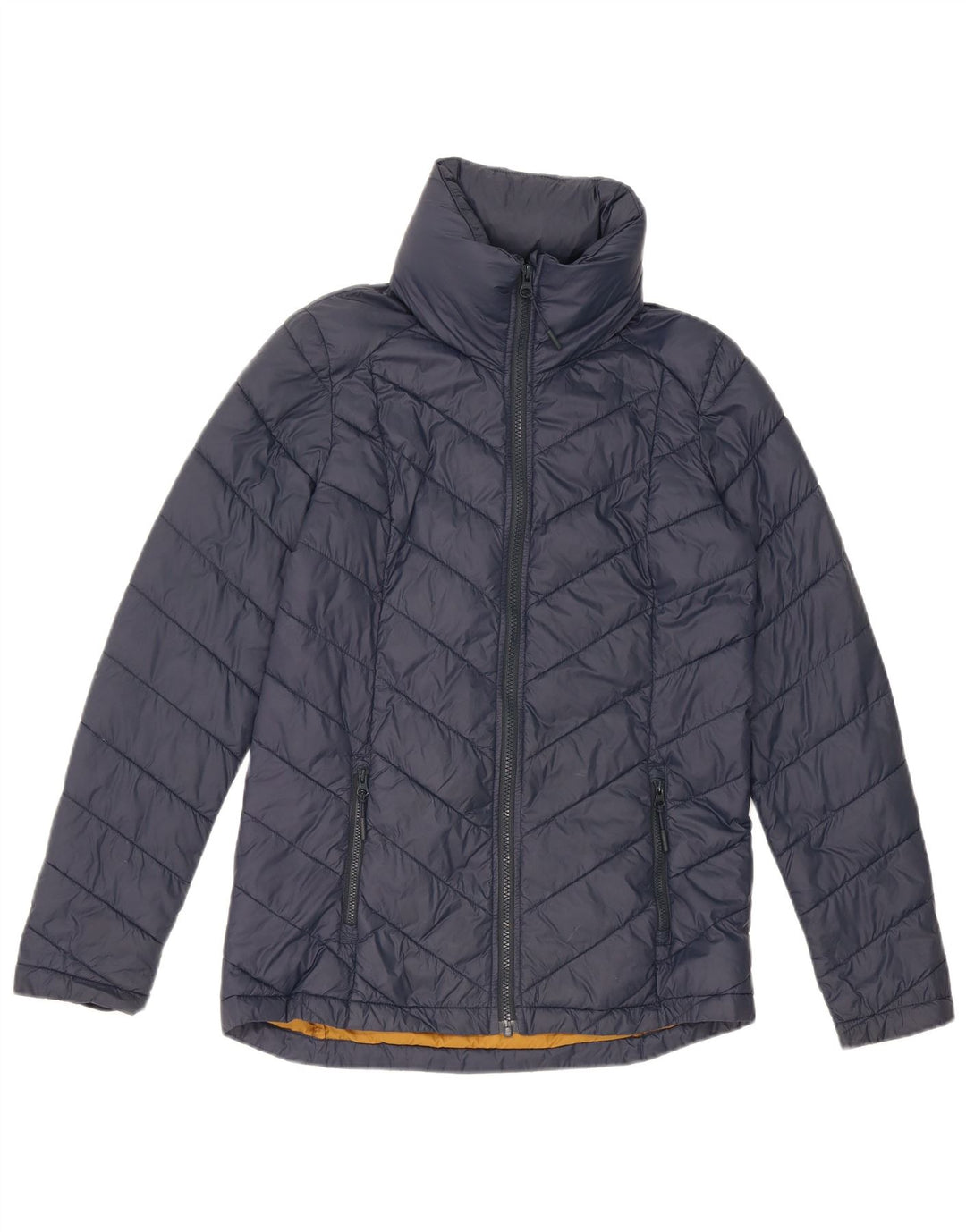 Fat Face Womens Hooded Padded Jacket UK 8 Small Navy Blue Nylon