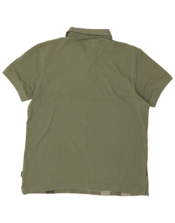 Barbour Mens Polo Shirt Large Green Check