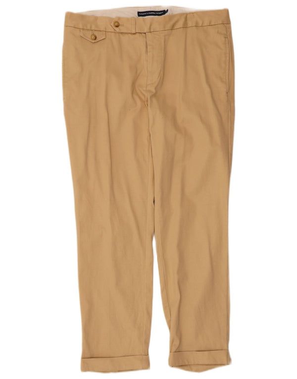 Ralph Lauren Womens Slim Suit Trousers US 10 Large W34 L27 Beige Cotton