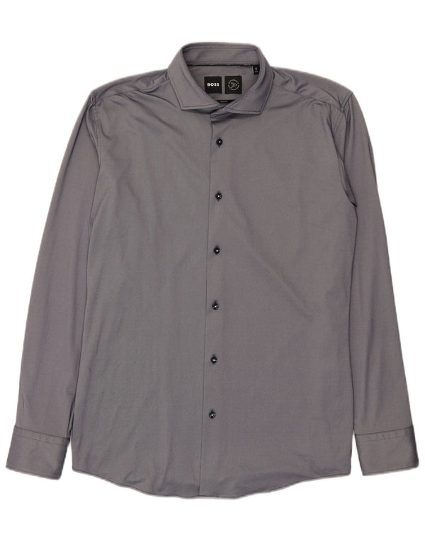 Hugo Boss Mens Slim Fit Shirt Size 40 15 3/4 Medium Grey