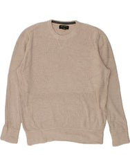 EDDIE BAUER Mens Crew Neck Jumper Sweater Large Beige Cotton