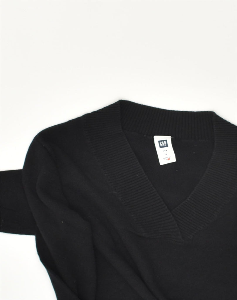 GAP Womens V-Neck Jumper Sweater UK 10 Small Black Cotton | Vintage Gap | Thrift | Second-Hand Gap | Used Clothing | Messina Hembry 