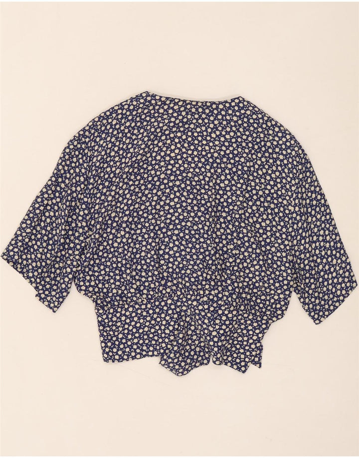 BETTY BARCLAY Womens Ruffle Front Shirt Blouse UK 14 Medium Navy Blue Vintage Betty Barclay and Second-Hand Betty Barclay from Messina Hembry 
